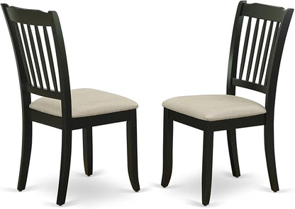 East West Furniture DAC-BLK-C Danbury Kitchen Dining Chairs - Linen Fabric Upholstered Wooden Chairs, Set of 2, Black