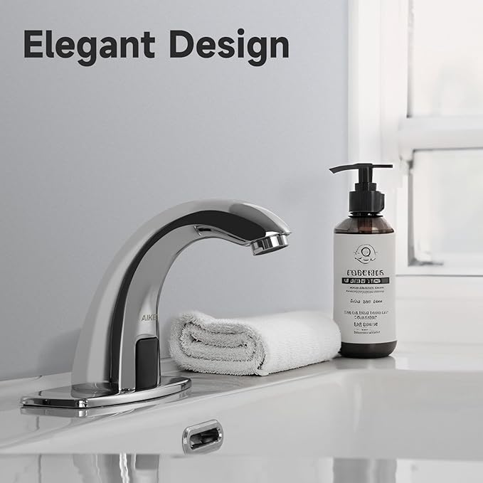 AIKE Touchless Bathroom Faucet for Commercial Automatic Sink Tap, Polished Finsh,Model AK7500(Battery Operated)