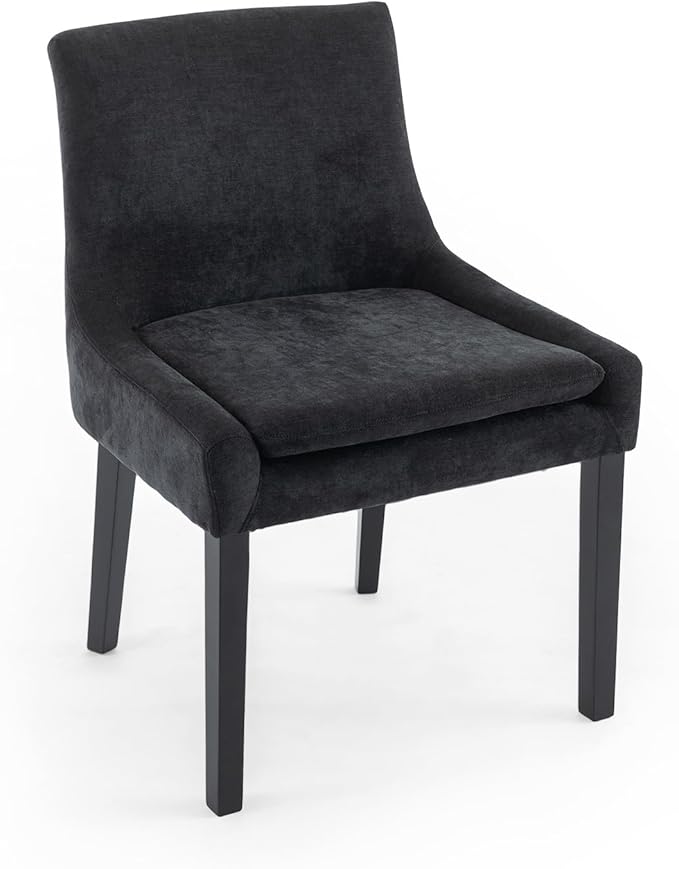 Dining Chairs Set of 2 – Extra Wide & Padded Fabric Dining Chairs with Solid Wood Legs, High-Density Foam Cushion, Mid-Back Modern Kitchen Chairs for Comfortable Everyday Use