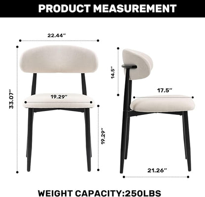 UVV Dining Chairs Set of 8, Metal Kitchen Chairs with Modern Fabric Upholstered for Dining Room, Beige