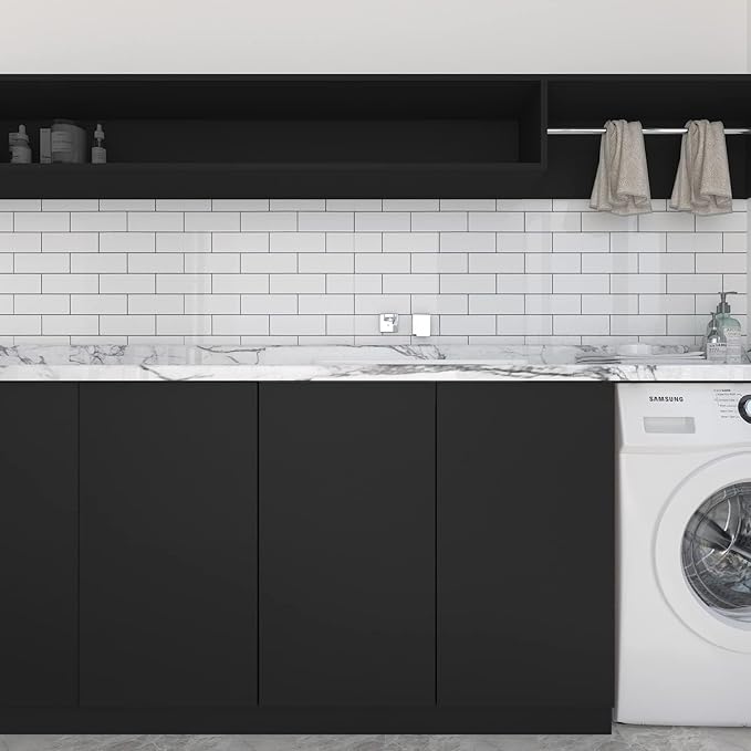 Decotalk 24x200 Inch Solid Color Waterproof Contact Paper Kitchen Cabinet Contact Paper Peel and Stick Black ContactPaper for Cabinets Black Peel and Stick Wallpaper for Bedroom Wall Vinyl Wrap