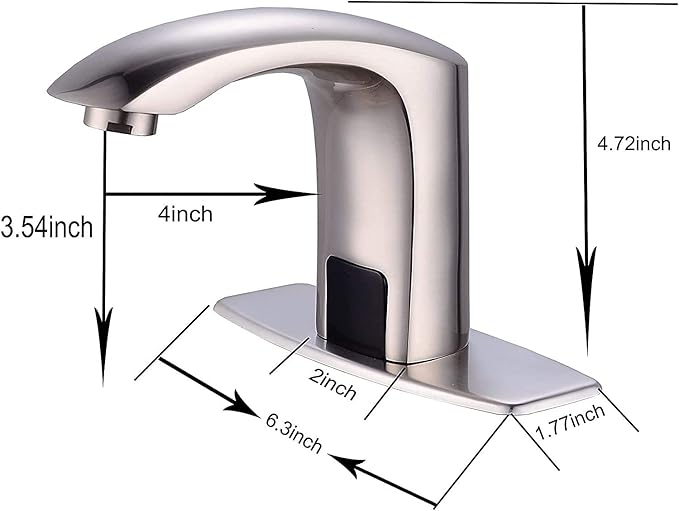 Automatic Sensor Touchless Bathroom Faucet Brushed Nickel Motion Actived Solid Brass Bathroom Sink Faucet with Hole Cover Plate Hands Free Vanity Faucets Deck Mount