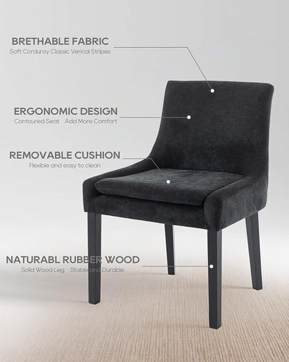 Dining Chairs Set of 4 – Extra Wide & Padded Fabric Dining Chairs with Solid Wood Legs, High-Density Foam Cushion, Mid-Back Modern Kitchen Chairs for Comfortable Everyday Use
