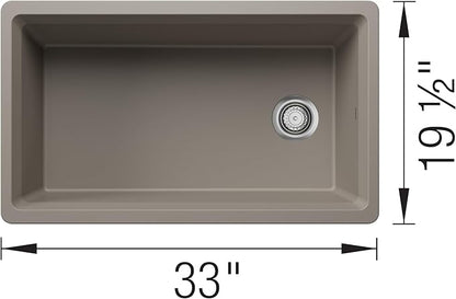 Inteos SILGRANIT 33" Single Bowl Reversible Undermount Workstation Kitchen Sink - Truffle