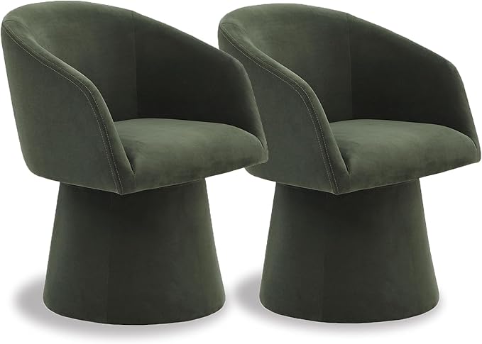 KISLOT Swivel Dining Chairs Modern Accent Armchair Side Deskchair for Diningroom Vanity Bedroom Livingroom Reading Room,Green,2 Box