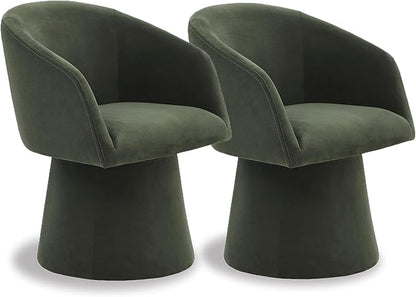 KISLOT Swivel Dining Chairs Modern Accent Armchair Side Deskchair for Diningroom Vanity Bedroom Livingroom Reading Room,Green,2 Box