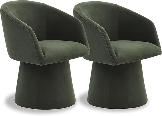 KISLOT Swivel Dining Chairs Modern Accent Armchair Side Deskchair for Diningroom Vanity Bedroom Livingroom Reading Room,Green,2 Box