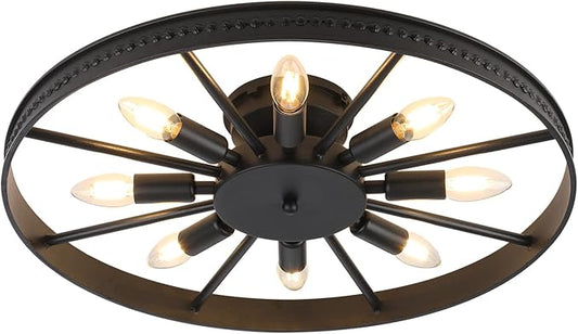 Ceiling Light Fixture Flush Mount Ceiling Lamp Black Farmhouse Chandelier Industrial Rustic Light fixtures Pendant Lighting 8-Light E12 Kitchen Lighting