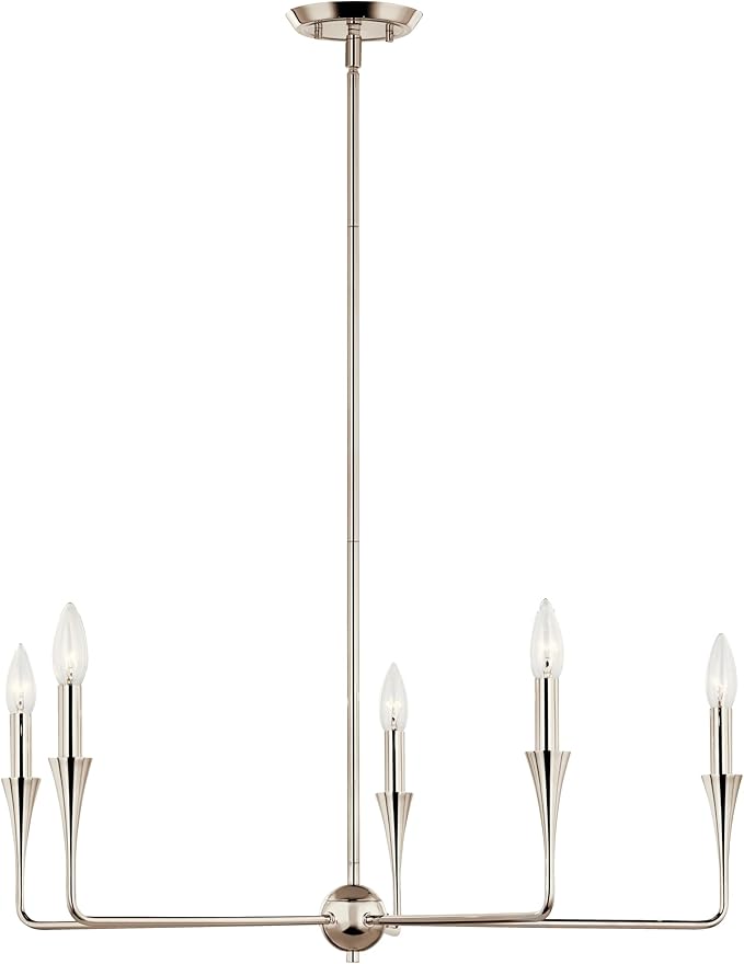 Kichler Alvaro 5-Light Chandelier, Soft Modern Light in Polished Nickel, for Dining Room, Office or Bedroom (19.25" x 30.25"), 52689PN