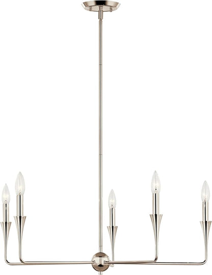 Kichler Alvaro 5-Light Chandelier, Soft Modern Light in Polished Nickel, for Dining Room, Office or Bedroom (19.25" x 30.25"), 52689PN