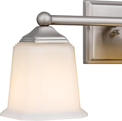 Tawson Nox Vintage 3-Light Vanity Light Modern Wall Sconce Lighting Brushed Nickel with White Glass Shade for Bathroom, Hallway, Entryway, Kitchen, Mirror, Laundry Room