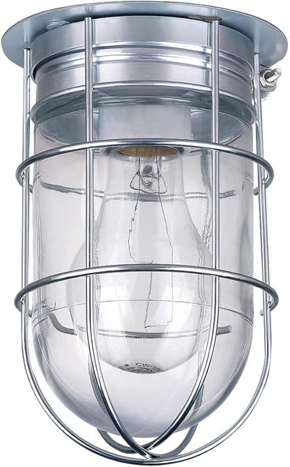 Canarm Outdoor Silver Barn Light, Industrial Wall or Ceiling Mount Sconce, 7-Inch Damp Rated Fixture for Porch, Patio, or Entryway