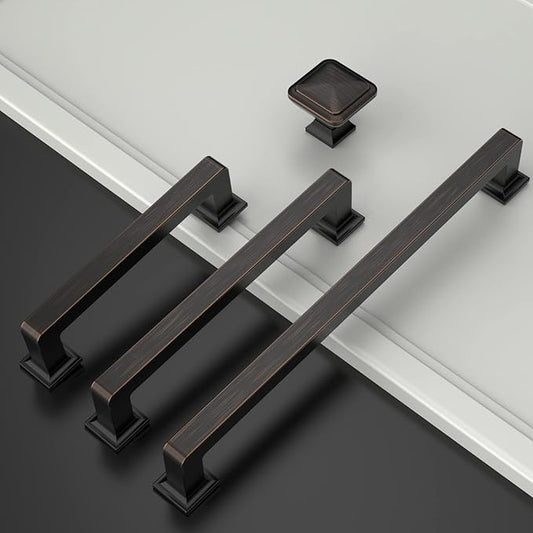 Amerdeco 10 Pack Oil Rubbed Bronze Cabinet Pulls 7 Inch Hole Centers Kitchen Cabinet Handles Cabinet Hardware Kitchen Handles for Cabinets Cupboard Handles Drawer Pulls ZH0019