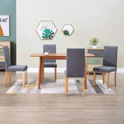 Light Gray Fabric Dining Chairs Set of 4 Modern Farmhouse Kitchen Chairs with Soft Upholstery and Solid Wood Legs for Dining Room Furniture