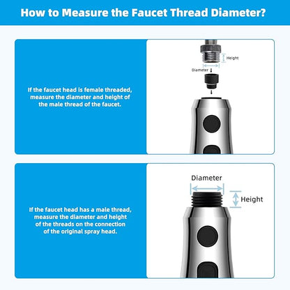 Hibbent Pull Down Kitchen Faucet Head Replacement, 3-Function NSF/ANSI/CAN 61 & CUPC Certified Sink Spray Nozzle, 15 Adapters, Compatible with Moen, Delta, Kohler Faucets, Chrome (Shiny Silver)