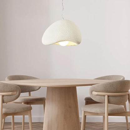 Wabi Sabi Pendant Lights,15.7in White Modern Pendant Light Resin Hanging Lamp Kitchen Island Lighting Modern Japandi Chandelier for Dining Room Bedroom Hallway Restaurant Foyer
