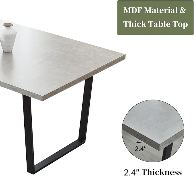 HIPIHOM Rectangular Kitchen Dining Table, Space-Saving Rectangular Design, Thickened MDF Sturdy Structure, Suitable for Dining Room Kitchen Restaurant (Table)