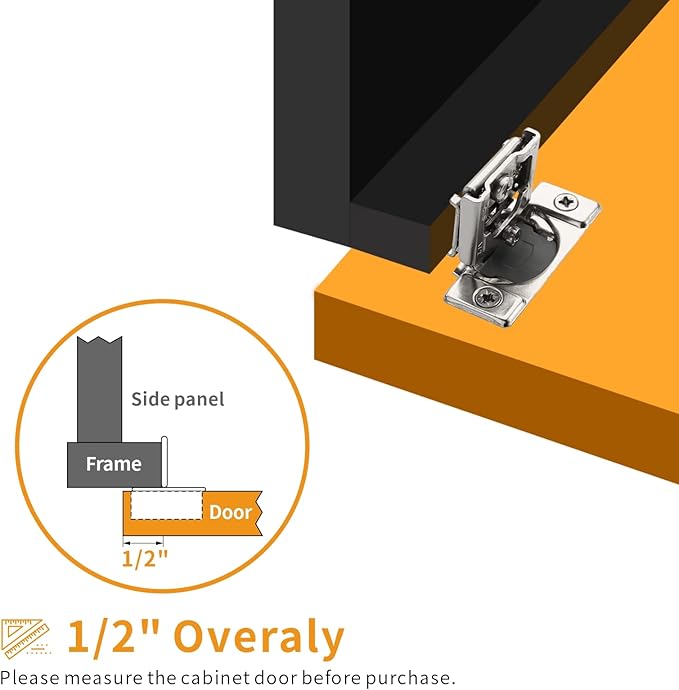 Chibery 2 Pack 1/2" Overlay 3D Soft Close Concealed Hinge for Face Frame Door, Smooth Slow Self Closing Hinges, Satin Nickel, Hidden 105° Open Angle Stainless Steel Hinge for Kitchen Cabinet Door