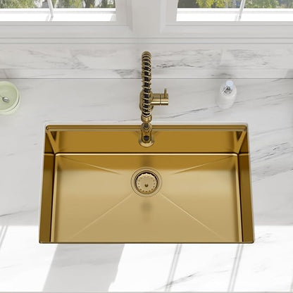 30x19 Undermount Gold Kitchen Sink - Beslend Stainless Steel Ledge Workstation Kitchen Sinks Gold Sink 16 Gauge Single Bowl Undermount Basin