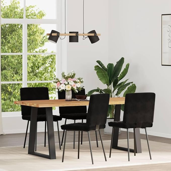 Modern Velvet Dining Chairs 4-Piece Set Black Soft Fabric Kitchen Furniture with Metal Frame for Dining Room Living Room Comedor