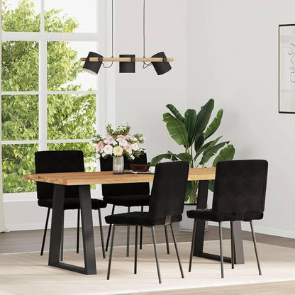 4-Piece Black Velvet Dining Chairs Set with Metal Wood Frame - Modern Accent Chairs for Kitchen Living Room, Soft Comfortable Farmhouse Style Furniture (17.7x21.3x32.7 inches)