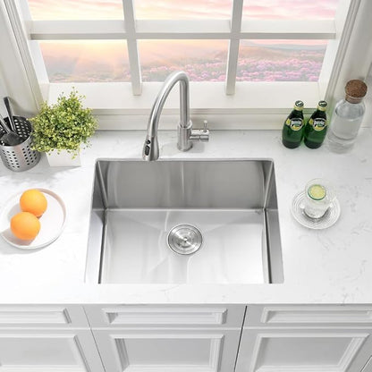 24 Inch Undermount Laundry Sink-Hovheir 24x19x12 Inch Stainless Steel Utility Sink 16 Gauge Stainless Steel Undermount Single Bowl Deep Laundry Room Sinks Outdoor with Bottom Grid