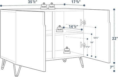 SIGNWIN Sideboard Buffet Cabinet, Kitchen Storage Cabinet with 2 Doors, Black & White Pebble Tile Patterns, Cupboard Console Table for Dining Room - 35" L x 18" W x 29" H