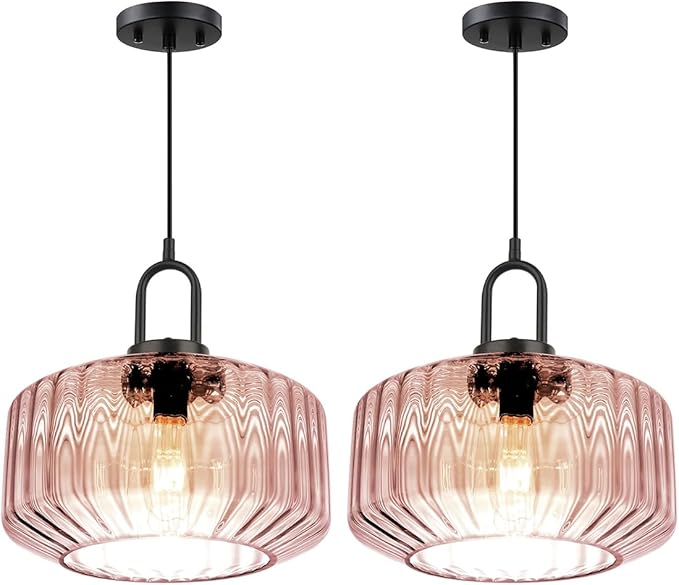 Lighting Mid Century Modern Pendant Lighting Large Glass Shade Pink Globe Pendant Lights Kitchen Ceiling Hanging Light Farmhouse Vintage Hanging Lights Adjustable Cord Light Fixture