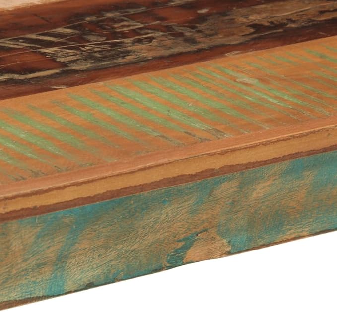 Narrow Small Dining Table Solid Reclaimed Wood Rectangular Multicolor Distressed Finish Vintage Style for Dining Room Kitchen Counter Height