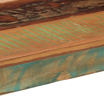 Narrow Small Dining Table Solid Reclaimed Wood Rectangular Multicolor Distressed Finish Vintage Style for Dining Room Kitchen Counter Height