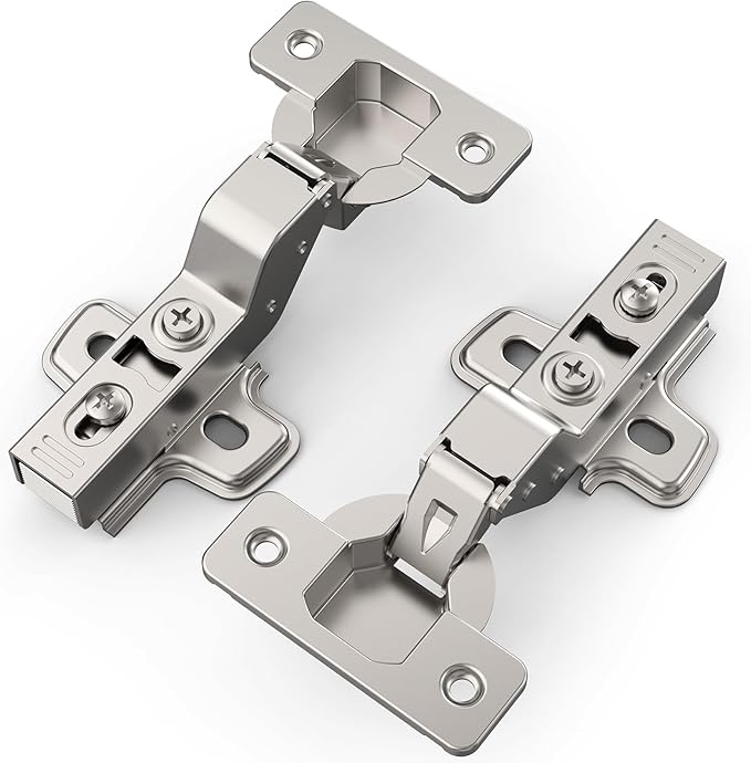 Chibery 50 Pack Inset Soft Close Concealed Frameless Cabinet Hinges, Satin Nickel, 105°, Stop at Will 45-105 Degree, Self Closing, 3D Adjustment, Clip On, Stainless Steel for Cupboard Kitchen