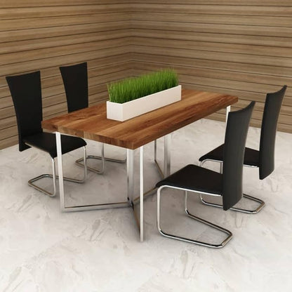 Modern Dining Chairs 4-Piece Set Black Faux Leather Upholstery with Chrome Metal Feet for Kitchen Dining Room Farmhouse Furniture
