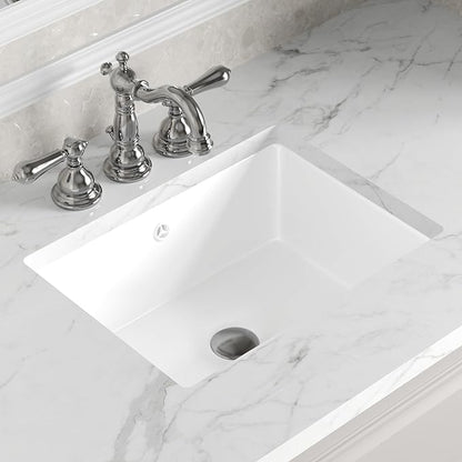 DeerValley 18 x 13.5 Inch Undermount Bathroom Sink, White Ceramic Under Counter Bathroom Sinks, Modern Lavatory Vanity Bath Wash Bowl Basin with Overflow