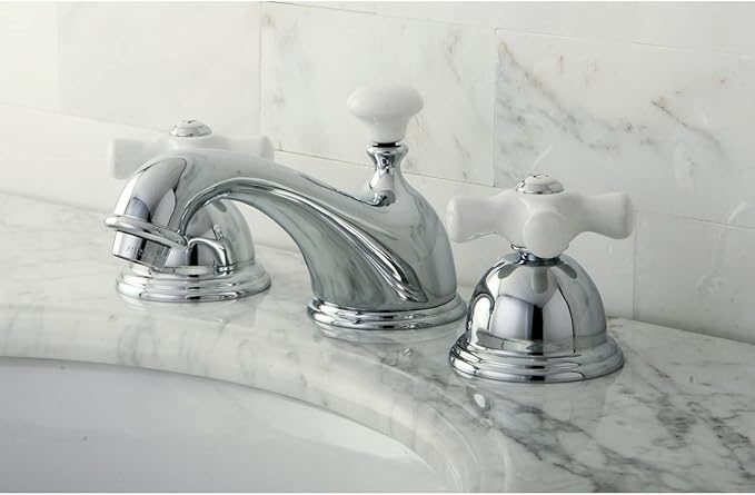Kingston Brass KS3967PX 8 in. Widespread Bathroom Faucet, Brushed Brass, 18.38 x 9.94 x 1.75