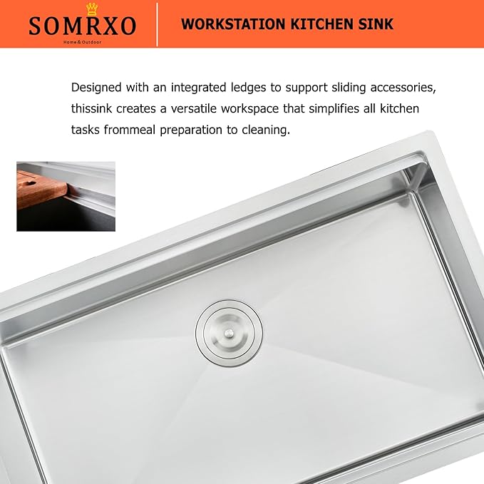 28 Inch Undermount KItchen Sink - 16 Gauge Satainless Steel Kitchen Sink Undermount 28x18,10 Inch Deep Single Bowl Workstation Sinks with Accessories