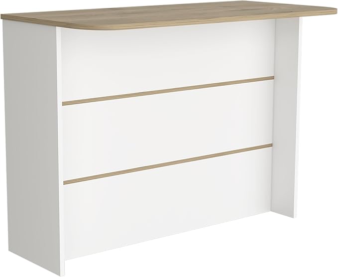 GOWE Kitchen Island with Two-Tier Storage Shelf and Ample Workstation, White/Light Pine