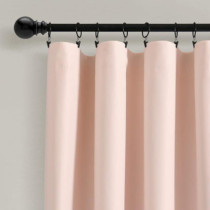 Lush Decor Allison Ruffle 100% Blackout Window Curtain Single 40" W x 84" L Blush - Pink Blackout Curtains for Bedroom or Nursery - Coquette Curtains