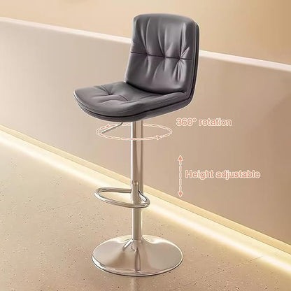 Counter Height s with Back, Faux Leather Adjustable Chairs for Kitchen Island,Dark Gray-Silver Leg