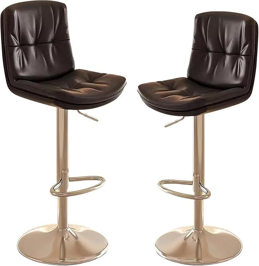 Set of 2 PU Leather Counter Height Adjustable s with Back and Sliver Legs, Kitchen Island Stools for, Dining Room,Black-Sitting Height 6181cm
