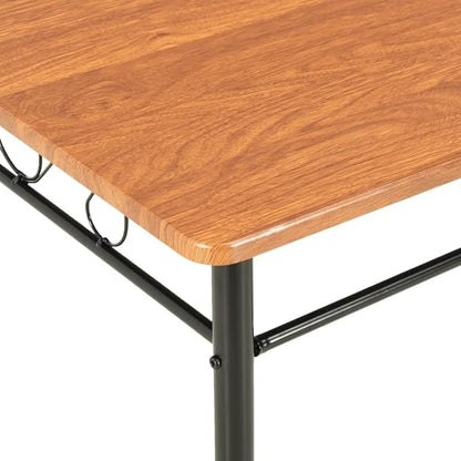Sturdy Rectangular Dining Table Brown MDF Top Black Steel Frame Modern Industrial Kitchen Furniture for Dining Room Wood Dinner Piece Family Meals Easy Assembly 47.2" L x 27.6" W