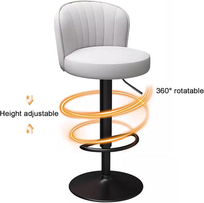 s Set of 2 Counter Height PU Leather, Adjustable Chair with Back, Upholstered Chairs for Kitchen Island, Restaurant,Beige-Sitting Height 6383cm