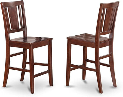 East West Furniture Buckland Wood Counter Height Stools in Mahogany (Set of 2)