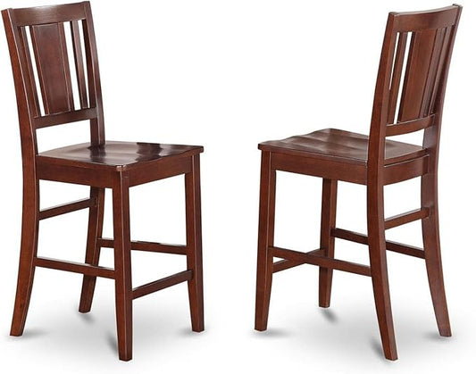 East West Furniture Buckland Wood Counter Height Stools in Mahogany (Set of 2)
