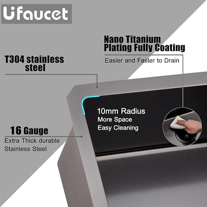28 Inch Undermount Kitchen Sink Black, 28x18 Under Mount Gunmetal Black Stainless Steel 16 Gauge 9 Inch Deep Single Bowl Kitchen Sink with Strainer