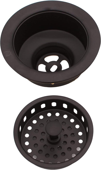Westbrass A2165-12 4-1/4" OD Post Style Large Kitchen Basket Strainer with Waste Disposal Flange and Stopper Drain Set, Oil Rubbed Bronze