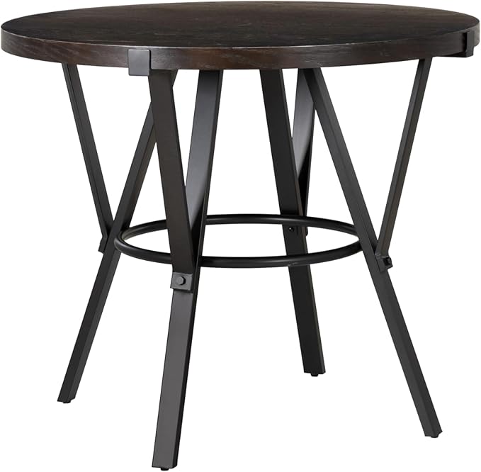 Powell Mikka Black and Brown Five Piece Round Counter Height Dining Pub Set with Swivel Seats