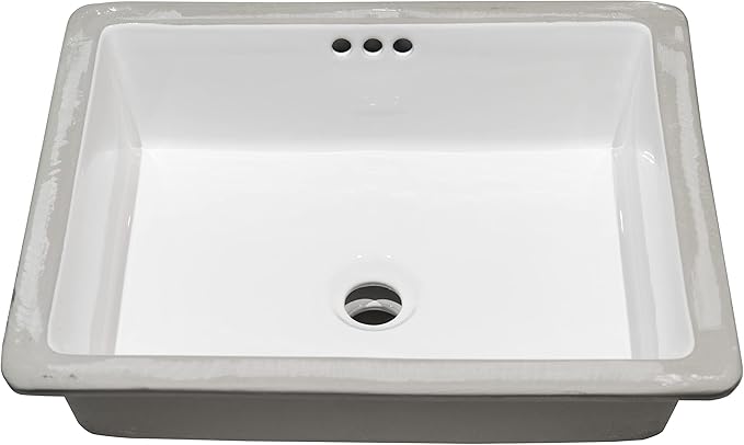 MSI 19.75” (L) x 15.75” (W) x 7.125” (H) Flat Rectangle Porcelain Ceramic Undermount Bathroom Vanity Vessel Sink, White