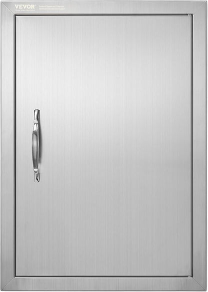 VEVOR BBQ Access Door, 17W x 24H Inch Single Outdoor Kitchen, Stainless Steel Flush Mount, Wall Vertical with Handle, for BBQ Island, Grilling Station, Outside Cabinet