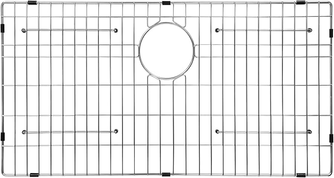 Sanycasa Stainless Steel Kitchen Sink Grid – 29-1/2” x 15-1/2” Sink Protector for Single Bowl Sinks – Rear Drain with Corner Radius 3/8", Durable Sink Grate & Drying Rack for Glassware