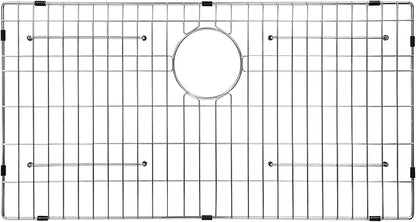 Sanycasa Stainless Steel Kitchen Sink Grid – 29-1/2” x 15-1/2” Sink Protector for Single Bowl Sinks – Rear Drain with Corner Radius 3/8", Durable Sink Grate & Drying Rack for Glassware